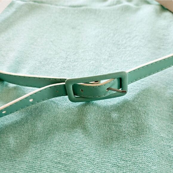 NWT Lila Kass Elegant Wool Mohair Belted Long Sleeve Midi Dress in Mint Green 8 - Picture 10 of 10